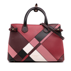 Medium Leather Patchwork and House Check Banner Satchel