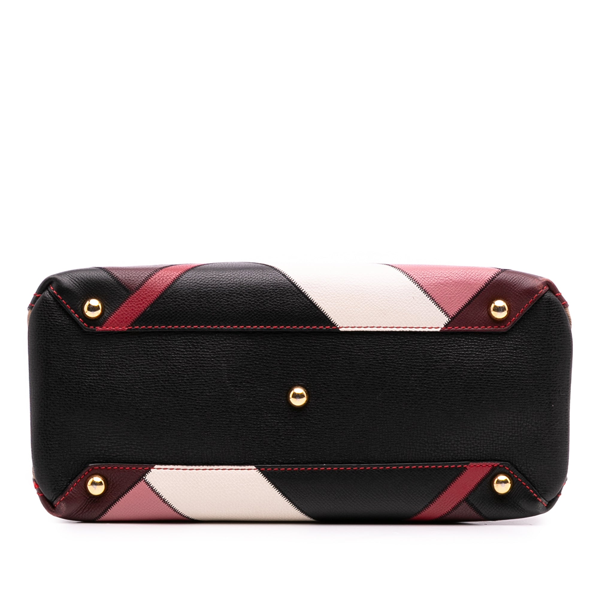 Medium Leather Patchwork and House Check Banner Satchel