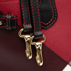 Medium Leather Patchwork and House Check Banner Satchel