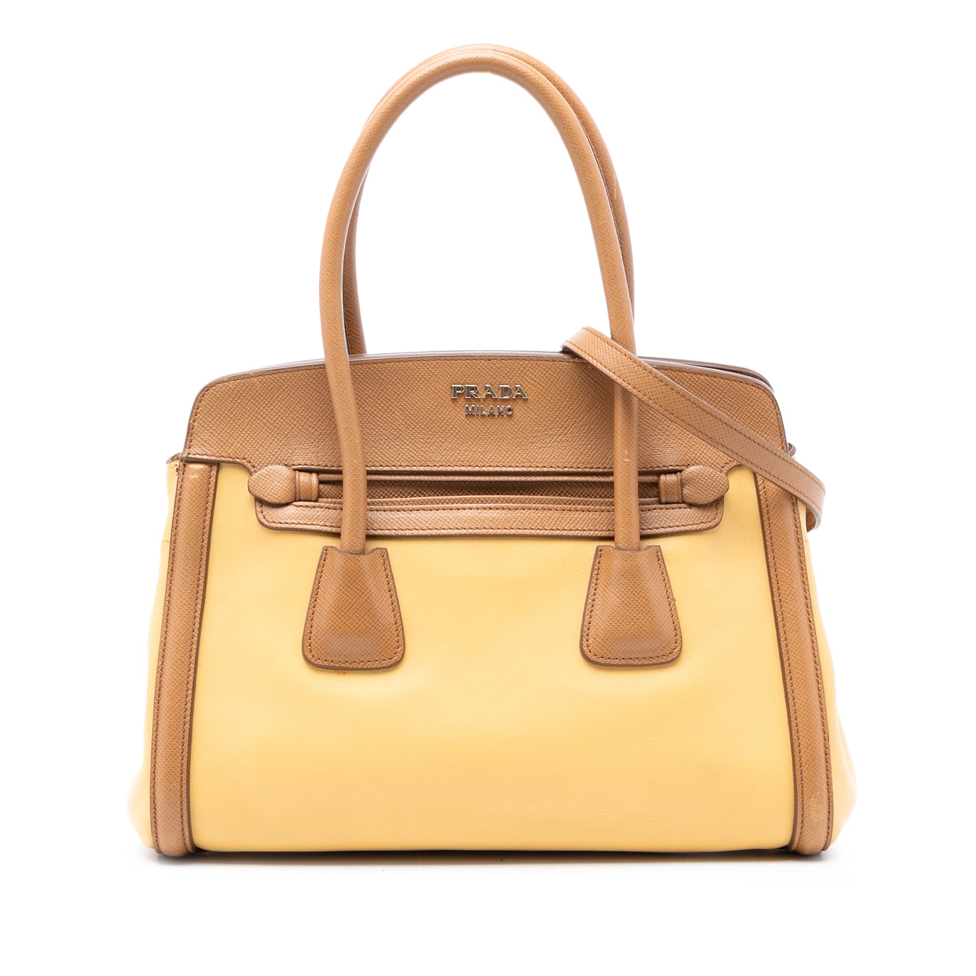 Bicolor Saffiano Cuir Trimmed Leather Satchel