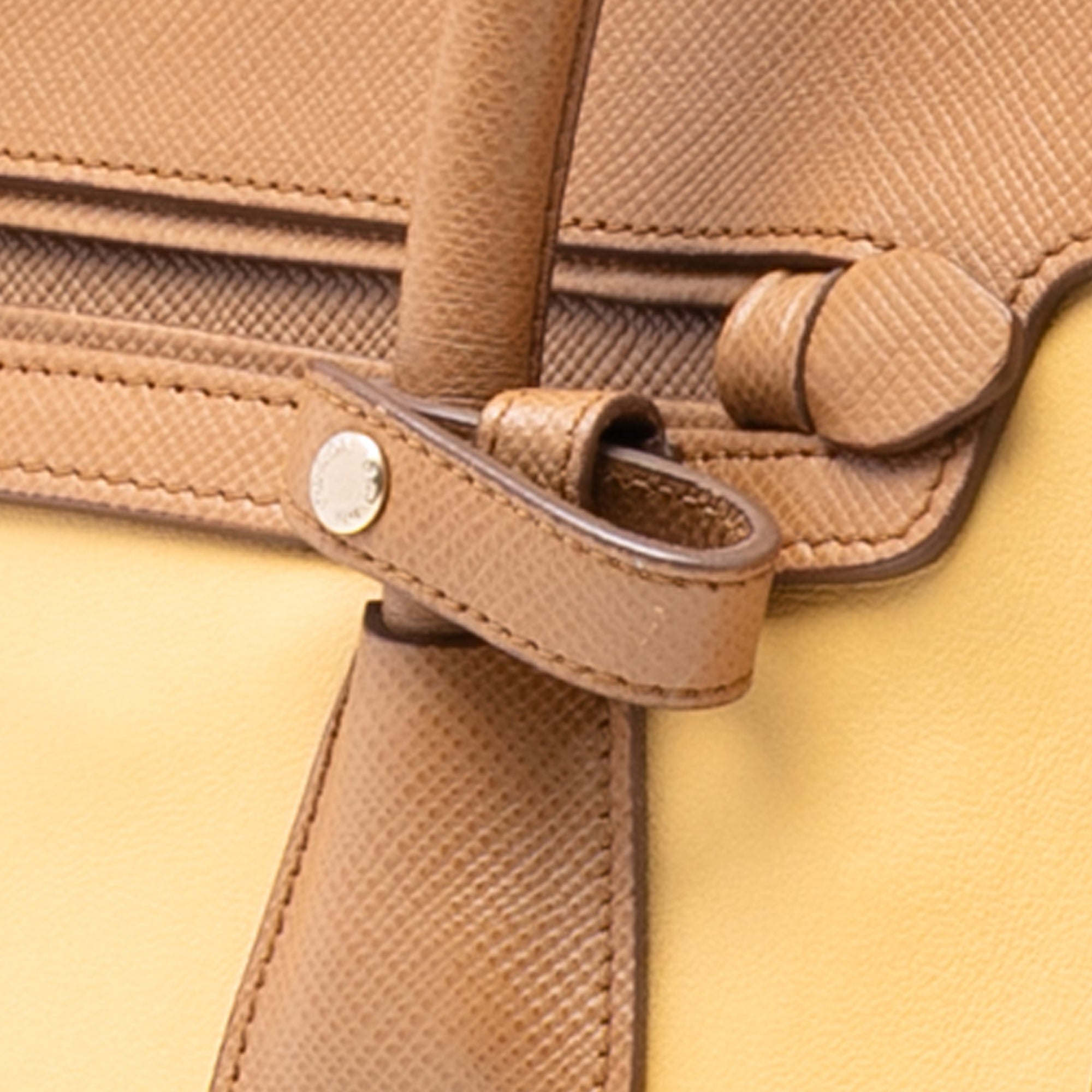 Bicolor Saffiano Cuir Trimmed Leather Satchel