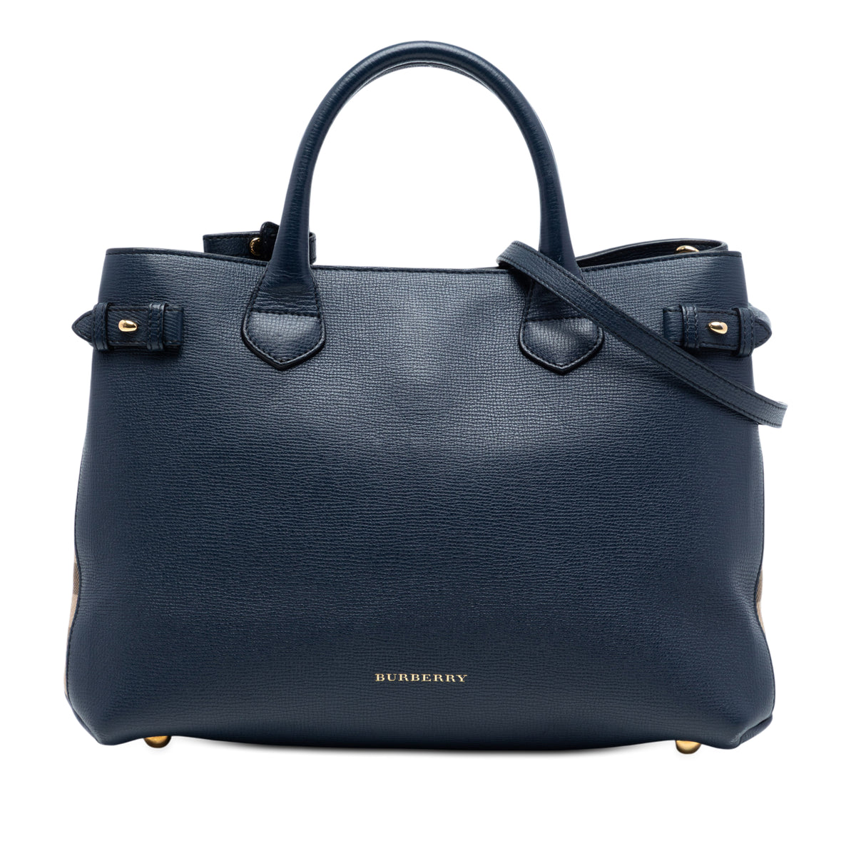 Medium Leather and House Check Banner Satchel