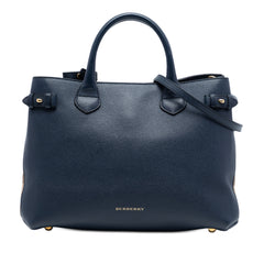 Medium Leather and House Check Banner Satchel