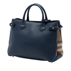 Medium Leather and House Check Banner Satchel