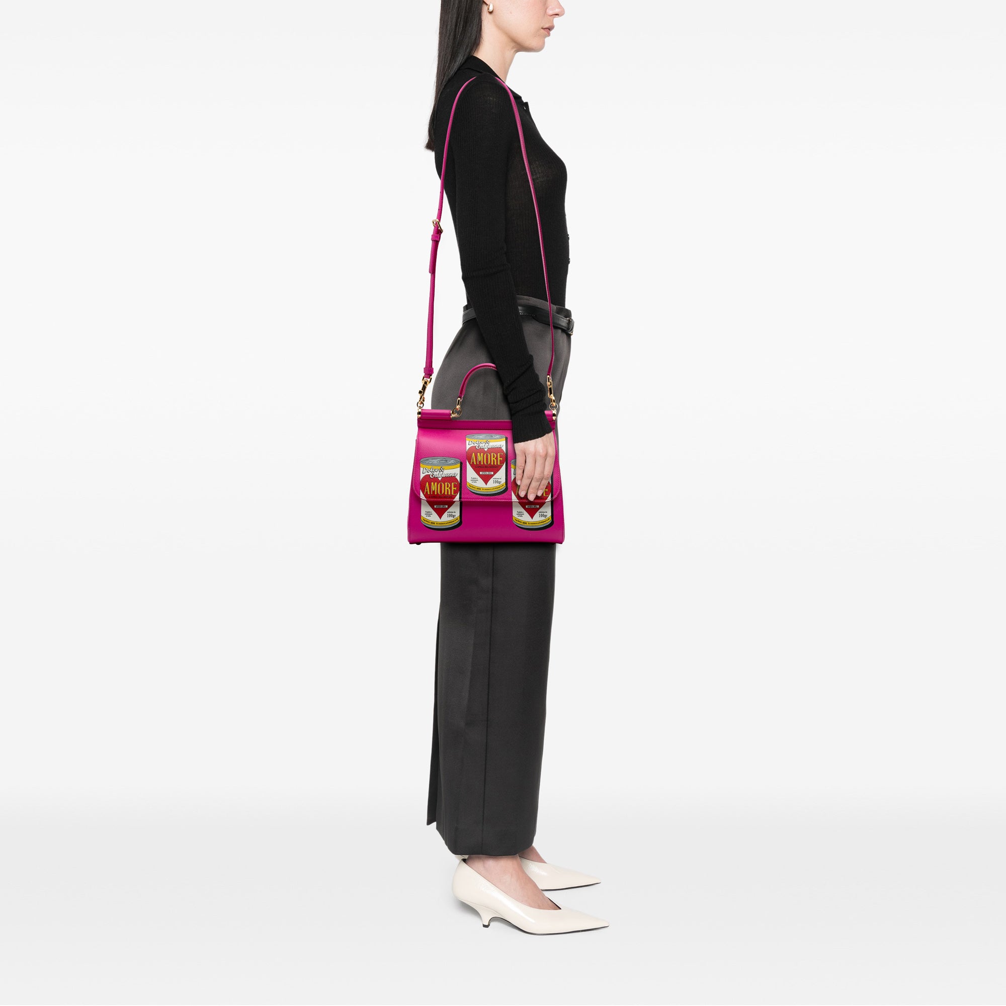 Medium Calfskin Dauphine Amore Soup Can Print Miss Sicily Satchel