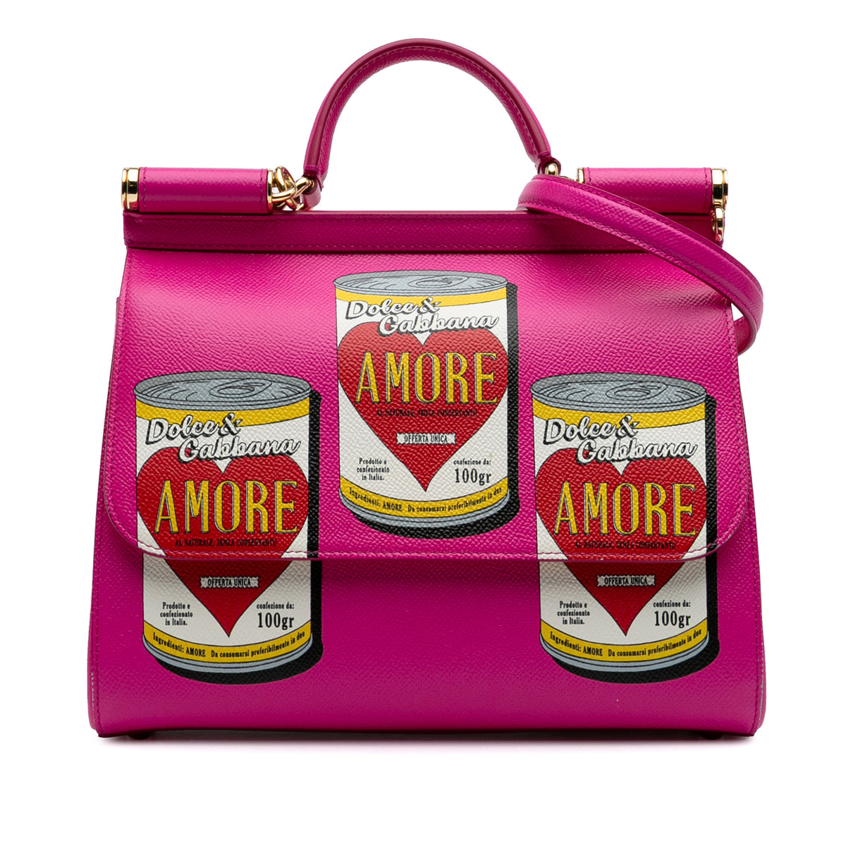 Medium Calfskin Dauphine Amore Soup Can Print Miss Sicily Satchel