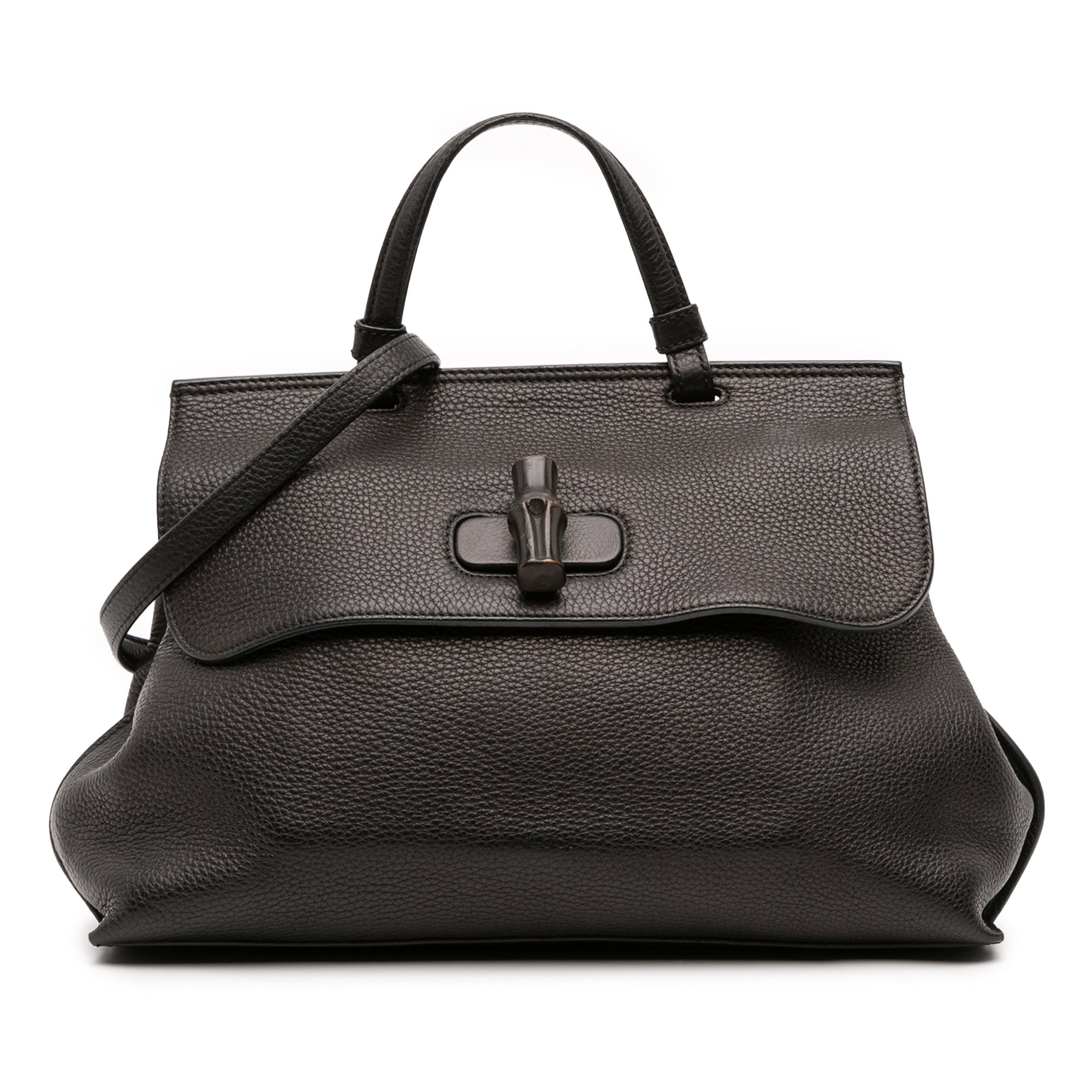 Medium Leather Bamboo Daily Satchel