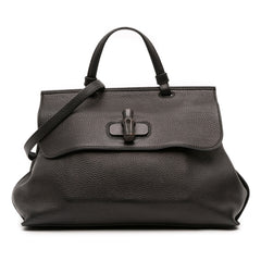 Medium Leather Bamboo Daily Satchel
