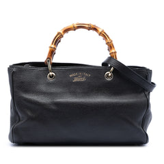 Medium Calfskin Bamboo Shopper Satchel