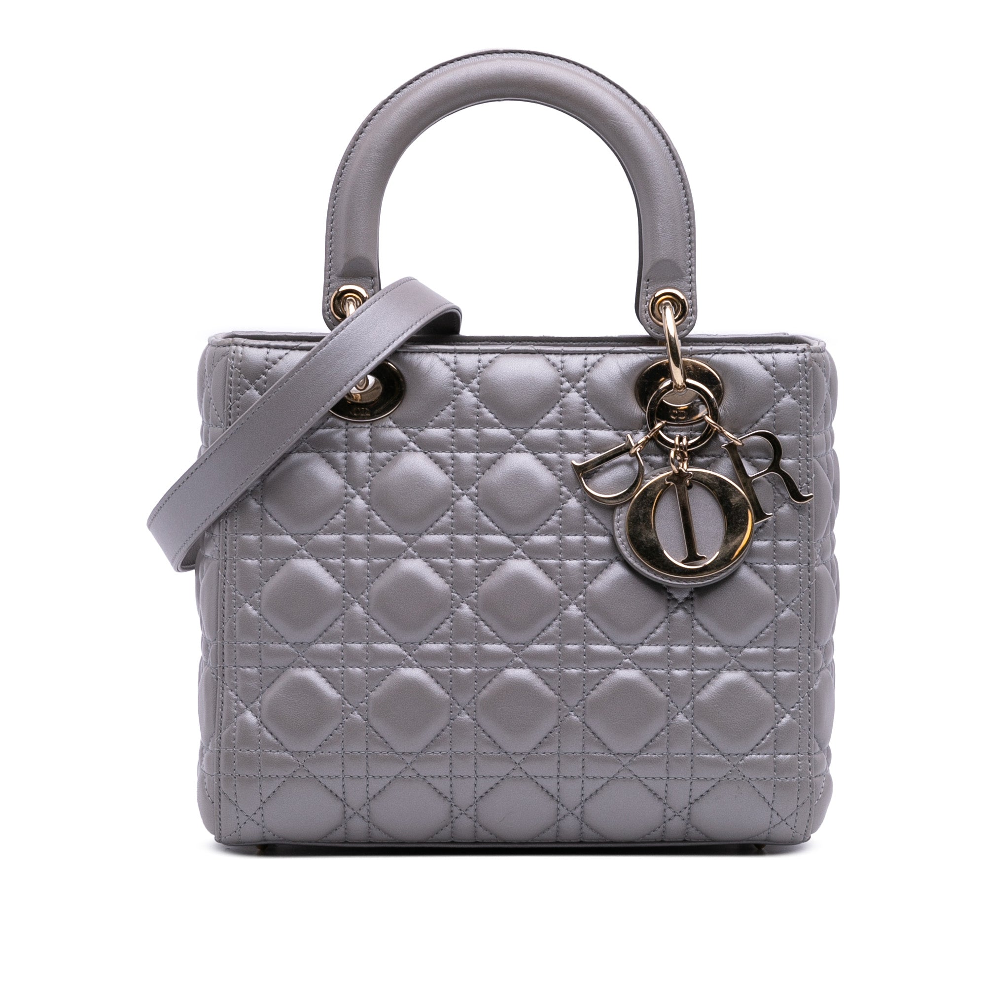 Medium Pearlescent Lambskin Cannage Lady Dior