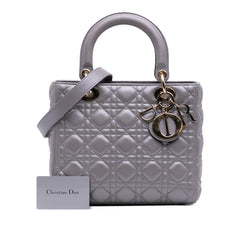 Medium Pearlescent Lambskin Cannage Lady Dior