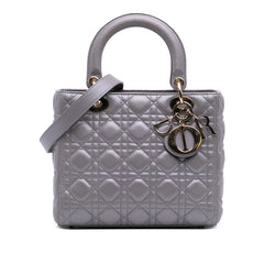 Medium Pearlescent Lambskin Cannage Lady Dior