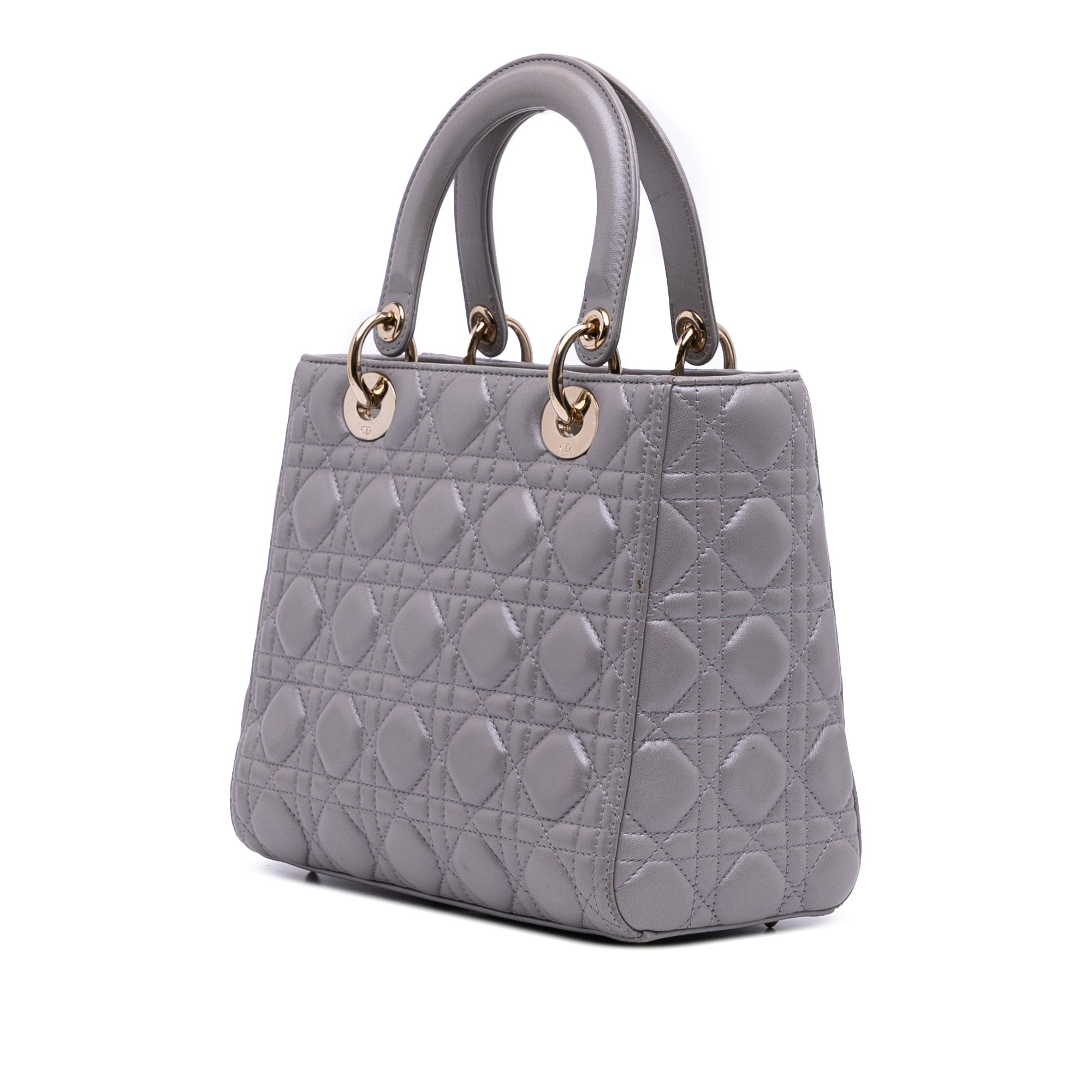 Medium Pearlescent Lambskin Cannage Lady Dior