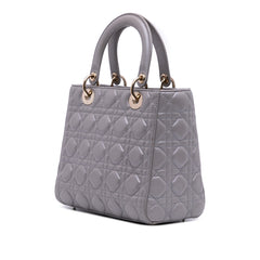 Medium Pearlescent Lambskin Cannage Lady Dior