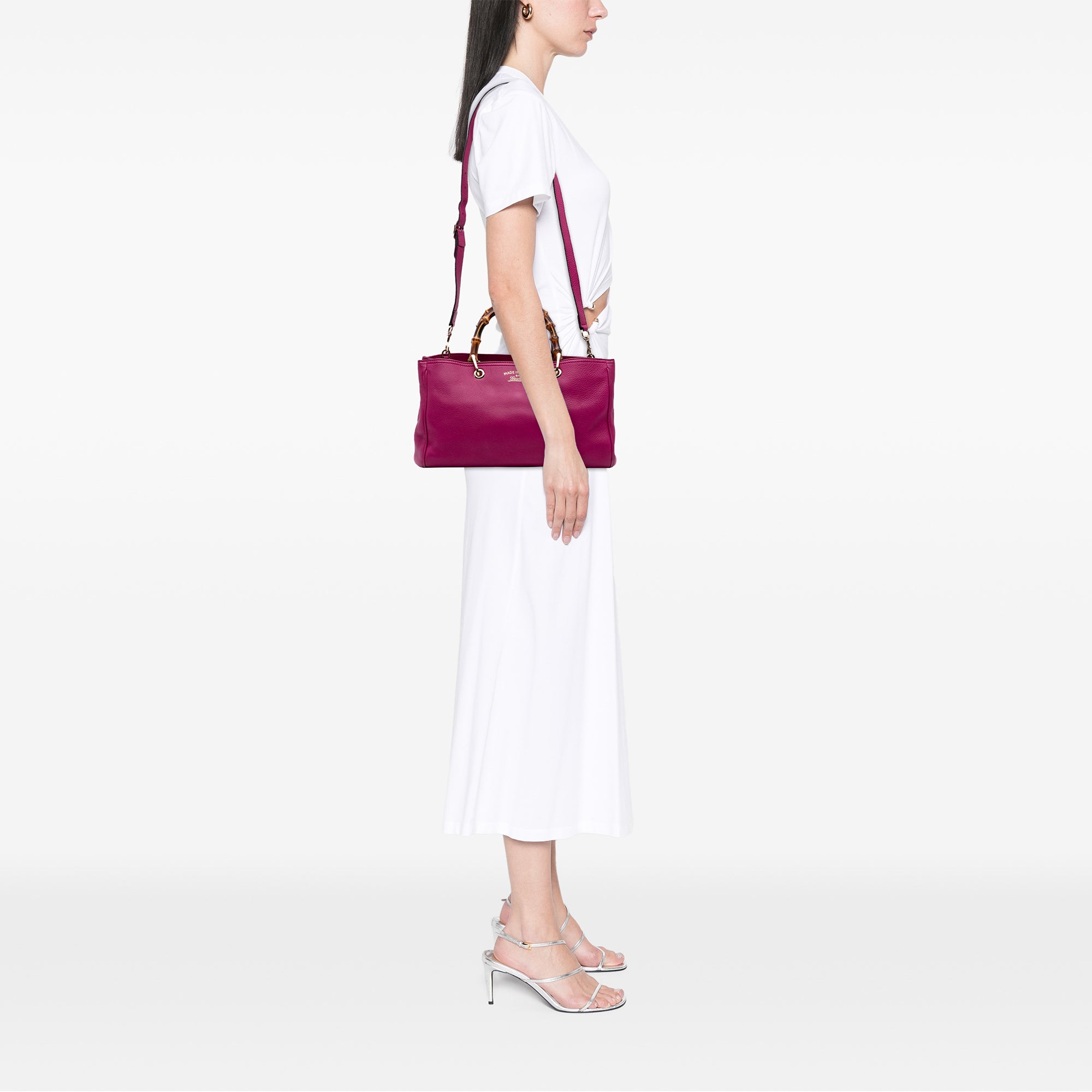 Medium Calfskin Bamboo Shopper Satchel