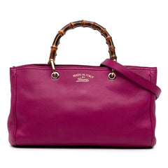 Medium Calfskin Bamboo Shopper Satchel
