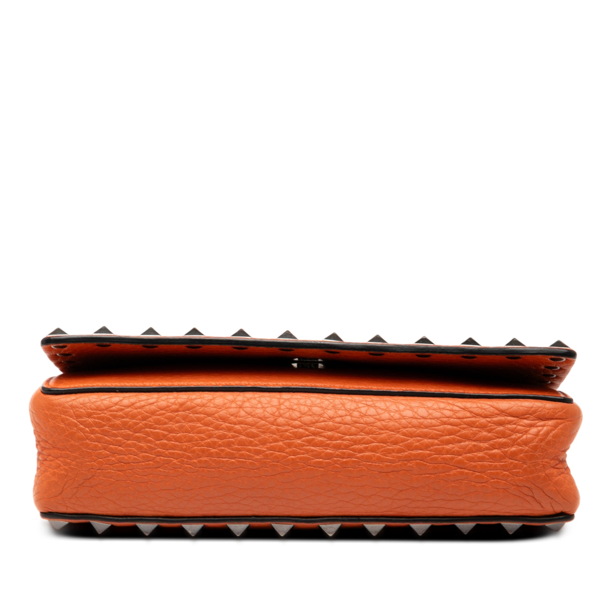 Pebbled Calfskin Rockstud Clutch on Chain