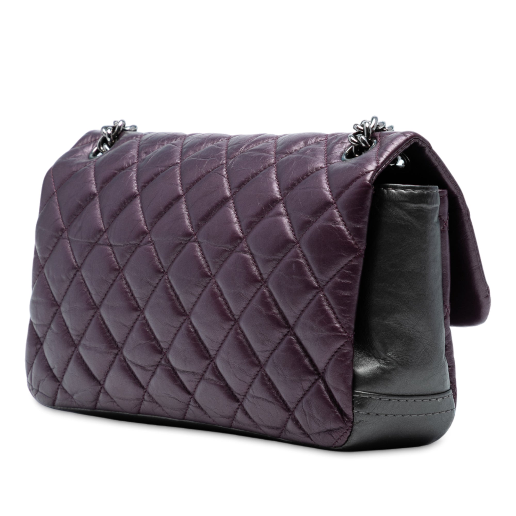 Small Bicolor Quilted Aged Calfskin Lady Pearly Flap
