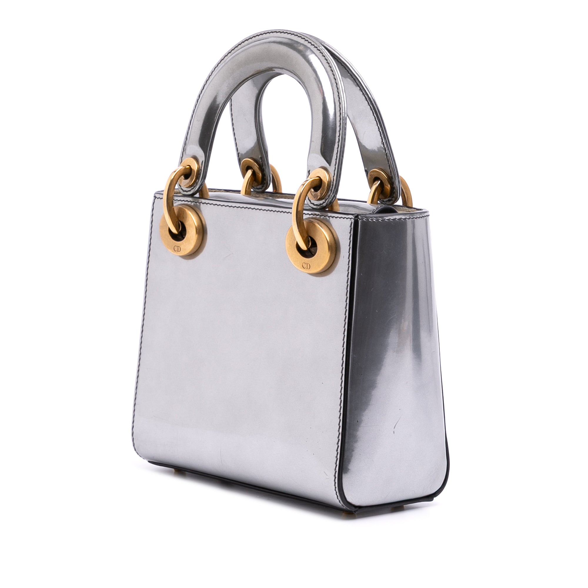 Mini Metallic Glazed Calfskin Lady Dior