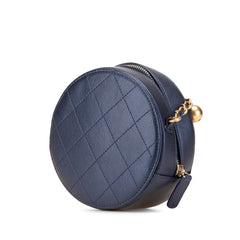 Quilted Goatskin Chic Pearls Chain Round Clutch With Chain