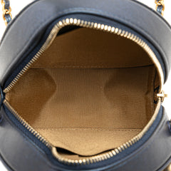 Quilted Goatskin Chic Pearls Chain Round Clutch With Chain
