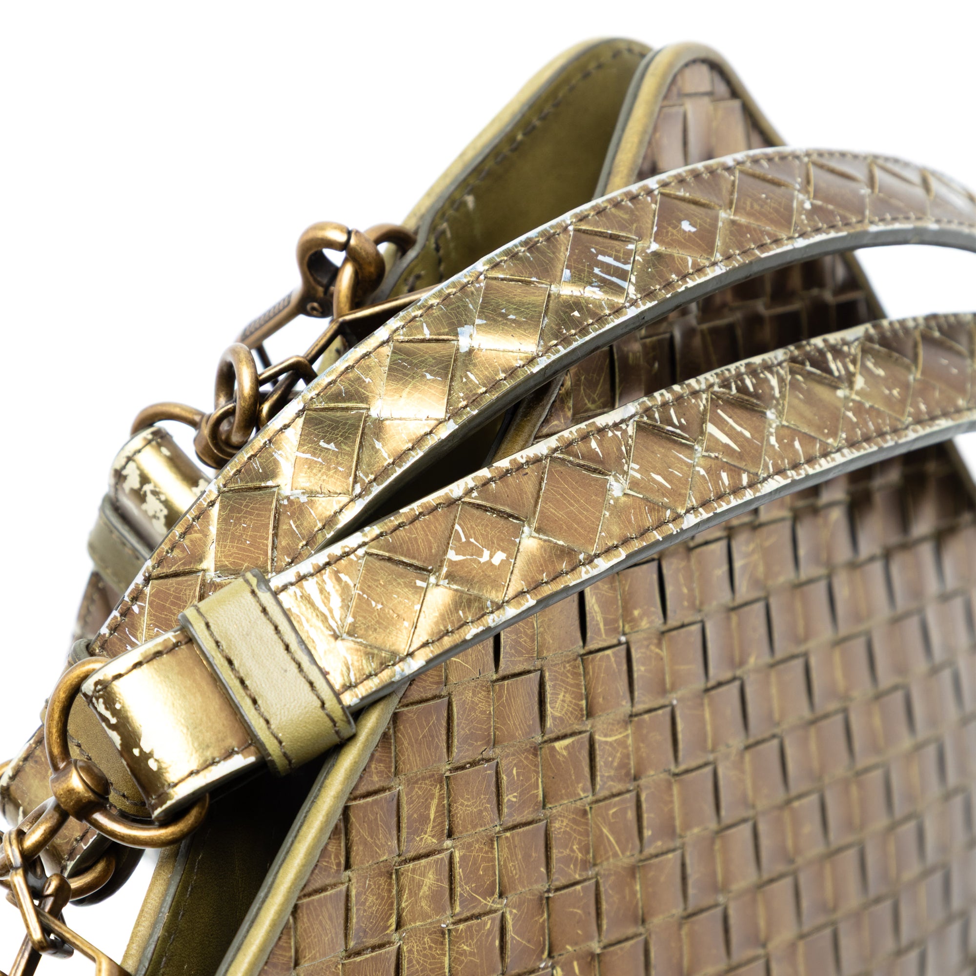 Metallic Nappa Intrecciato Shoulder Bag