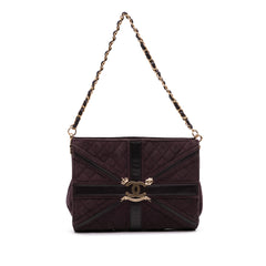Quilted Suede Union Jack Clutch with Chain