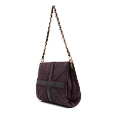 Quilted Suede Union Jack Clutch with Chain