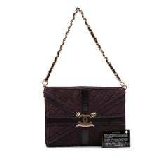 Quilted Suede Union Jack Clutch with Chain
