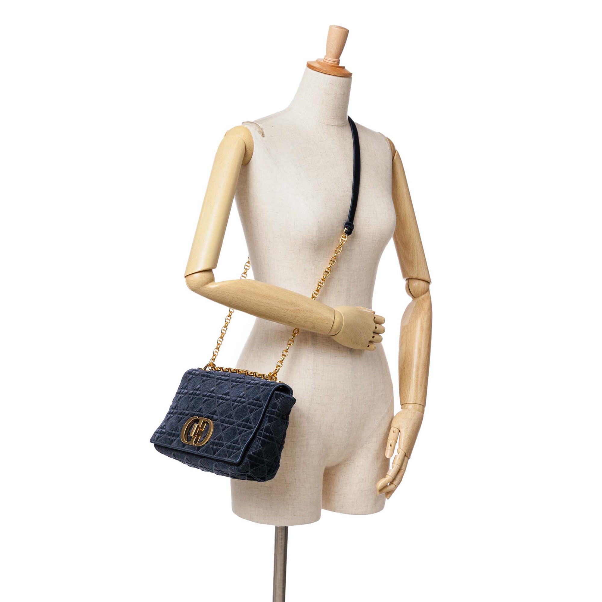 Medium Velvet Cannage Caro Bag
