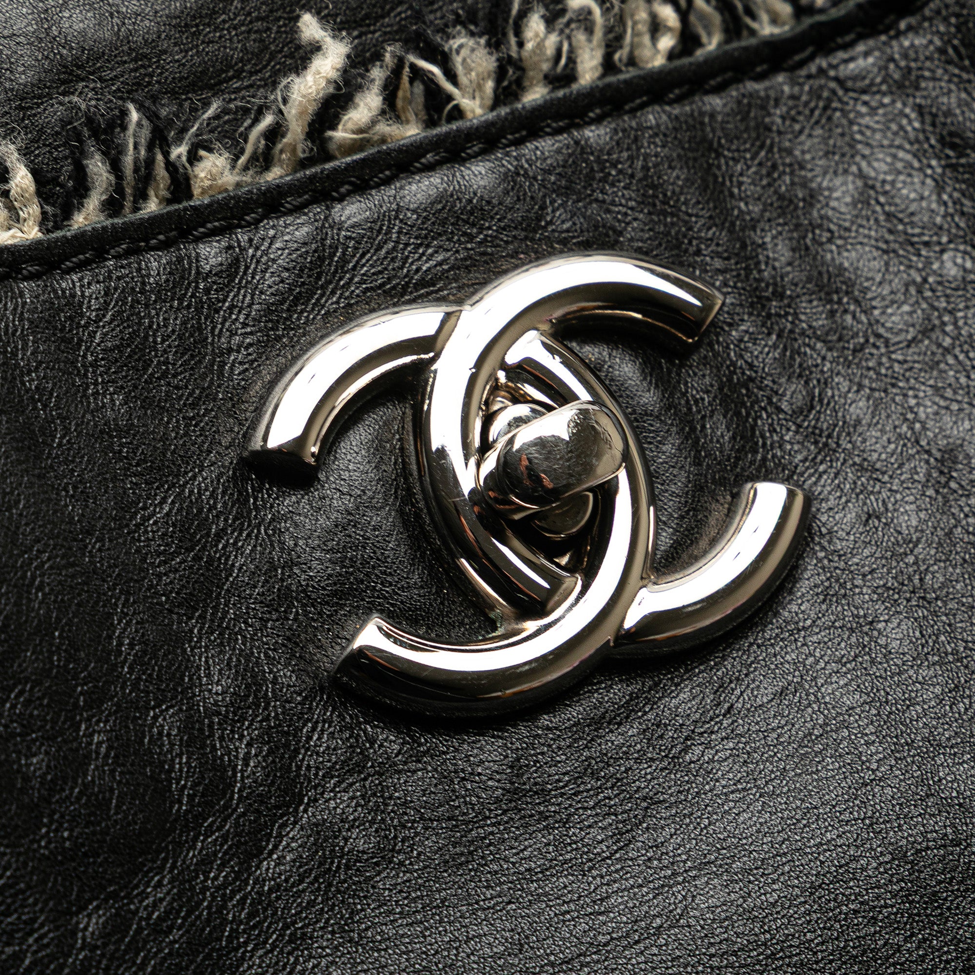 Glazed Calfskin Tweed Tweedy Shopping Tote