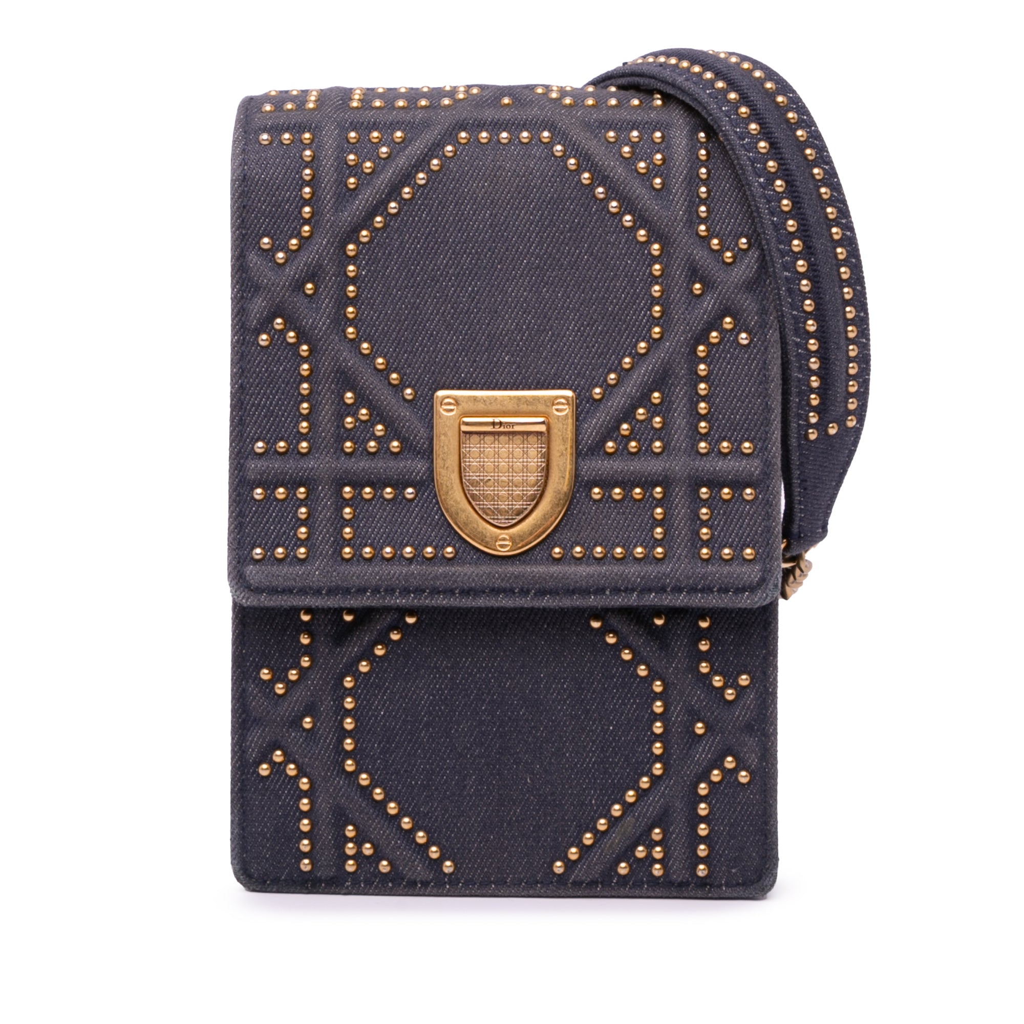 Studded Denim Vertical Diorama Crossbody