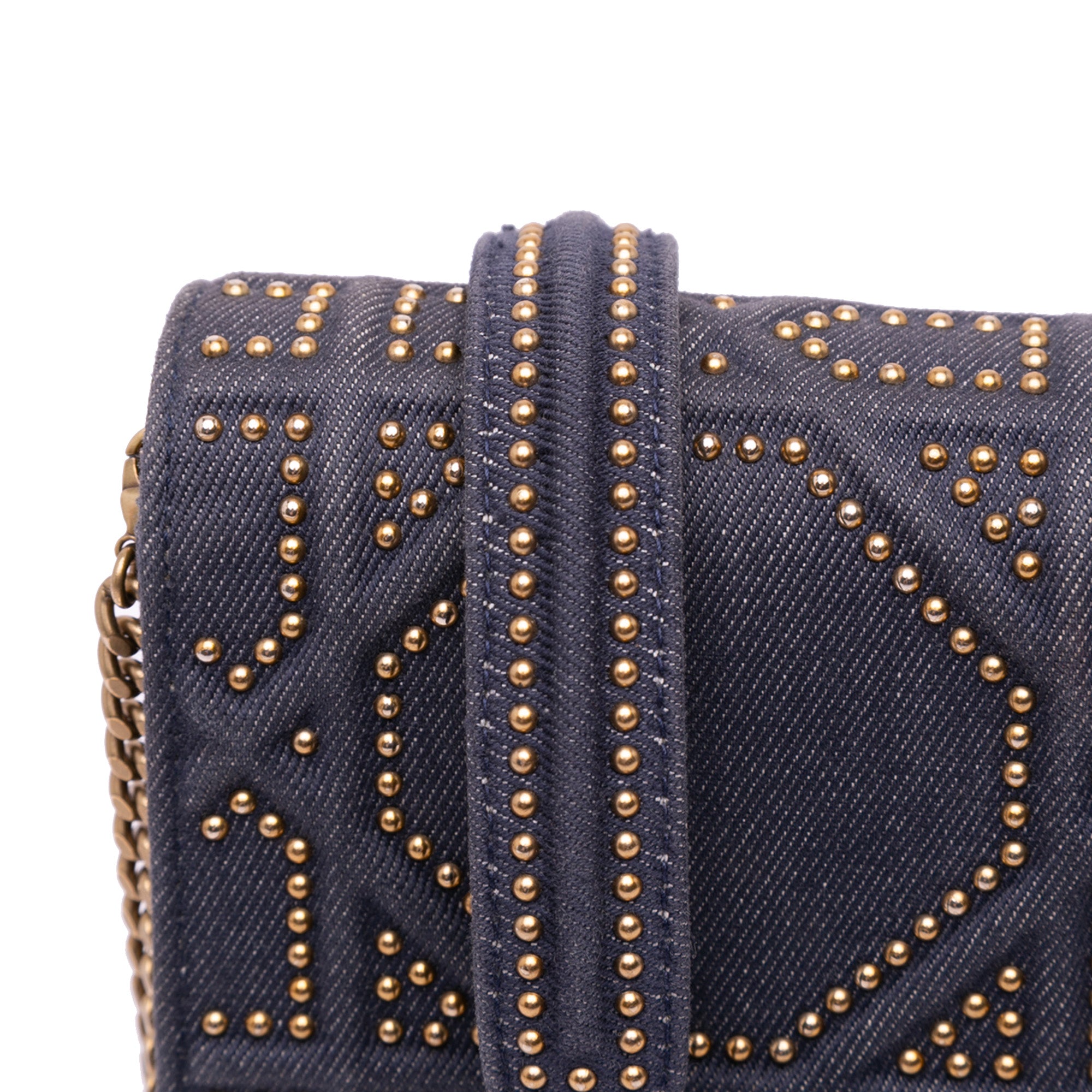 Studded Denim Vertical Diorama Crossbody
