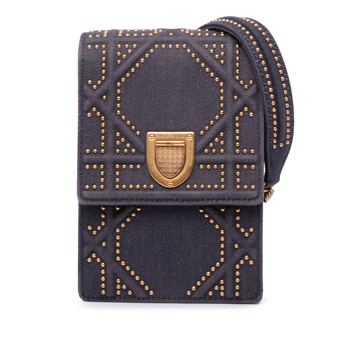 Studded Denim Vertical Diorama Crossbody
