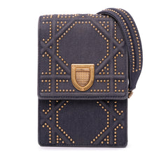 Studded Denim Vertical Diorama Crossbody