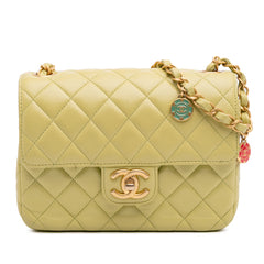 Mini Square Lambskin Casino Royale Charms Single Flap