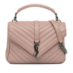 Medium Sheepskin Matelasse Chevron Monogram College Bag
