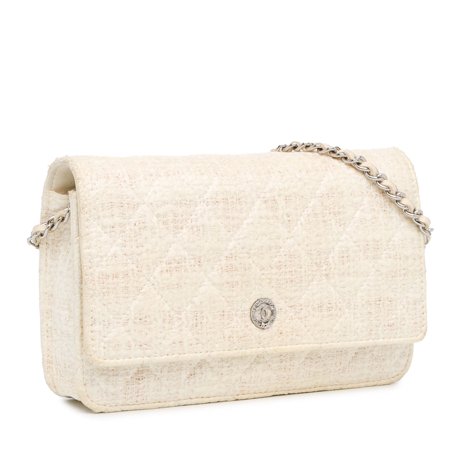 CC Coated Tweed Wallet On Chain
