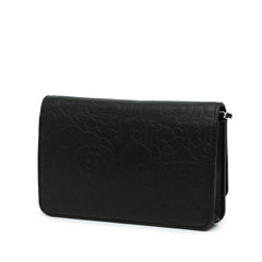 Lambskin Camellia Embossed Wallet On Chain