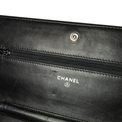 Lambskin Camellia Embossed Wallet On Chain