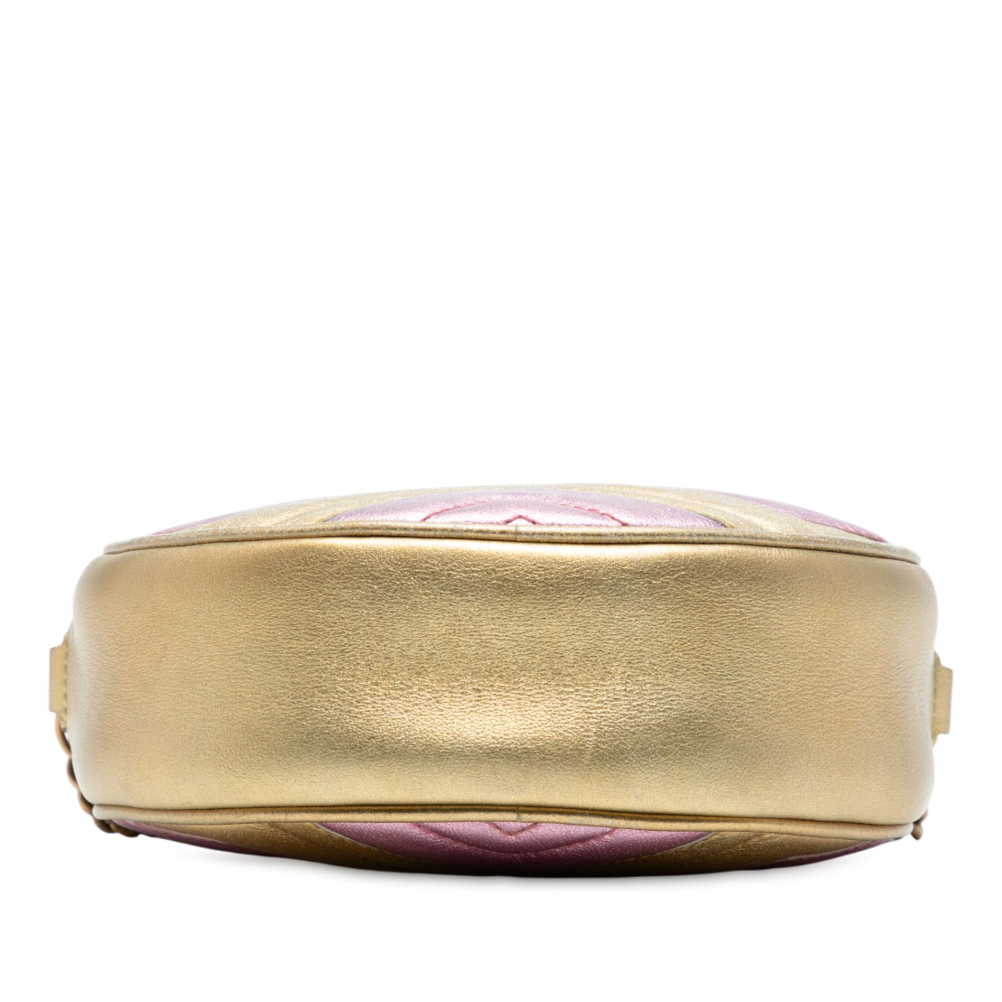 Mini GG Marmont Matelasse Metallic Leather Round Crossbody