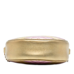 Mini GG Marmont Matelasse Metallic Leather Round Crossbody