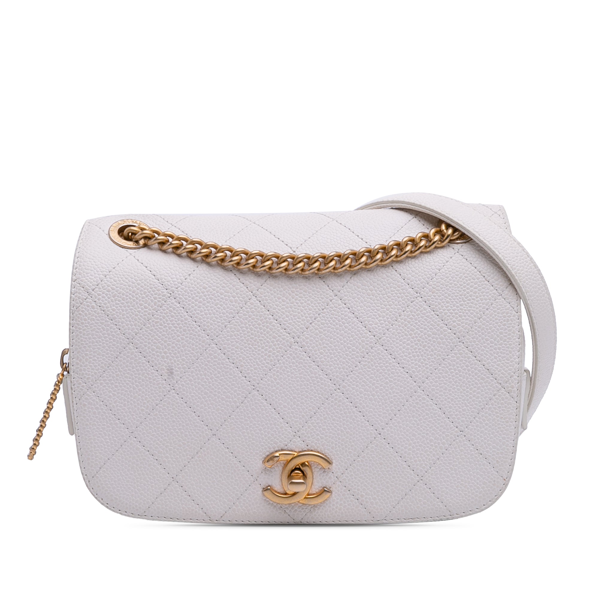 CC Quilted Caviar Turnlock Full Flap