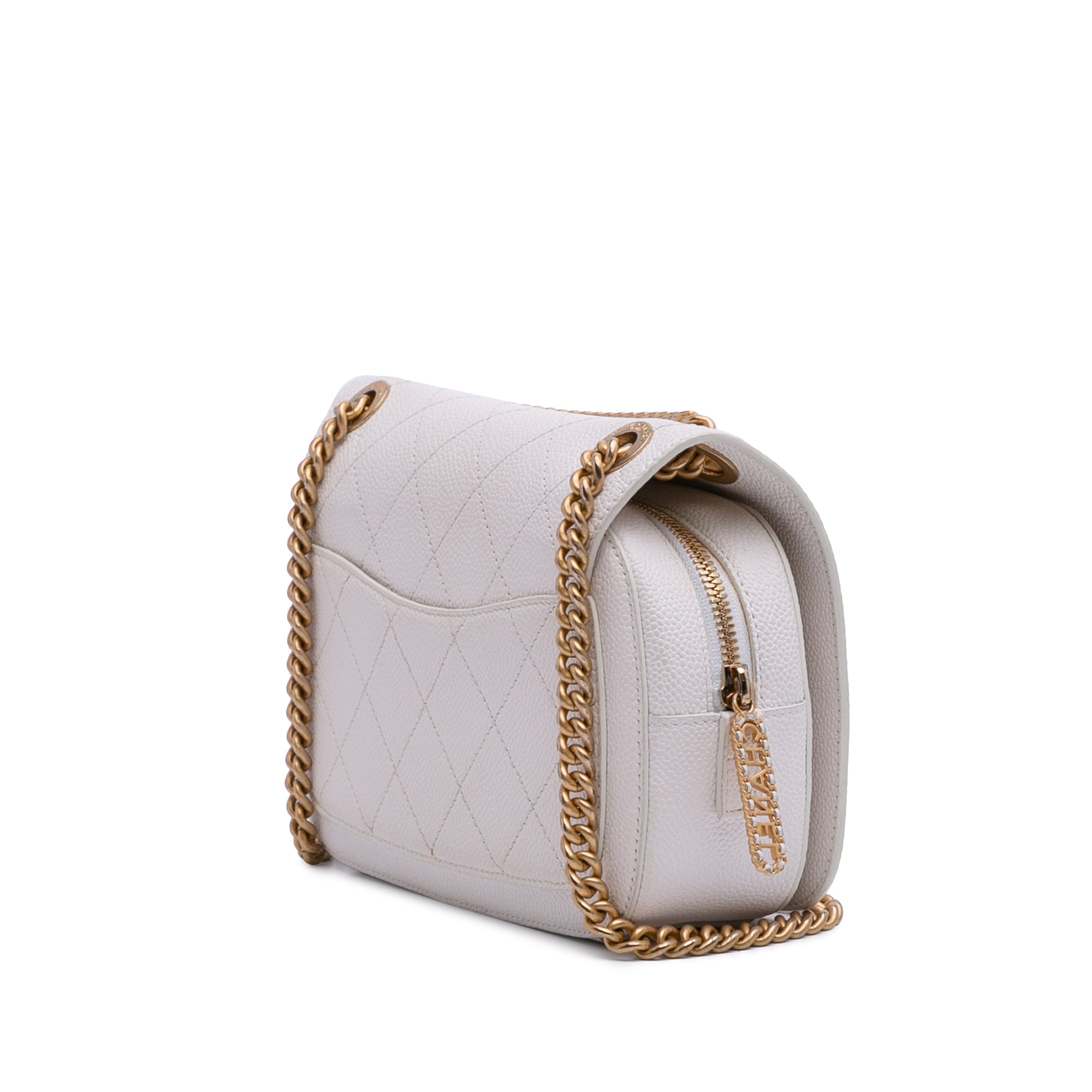 CC Quilted Caviar Turnlock Full Flap