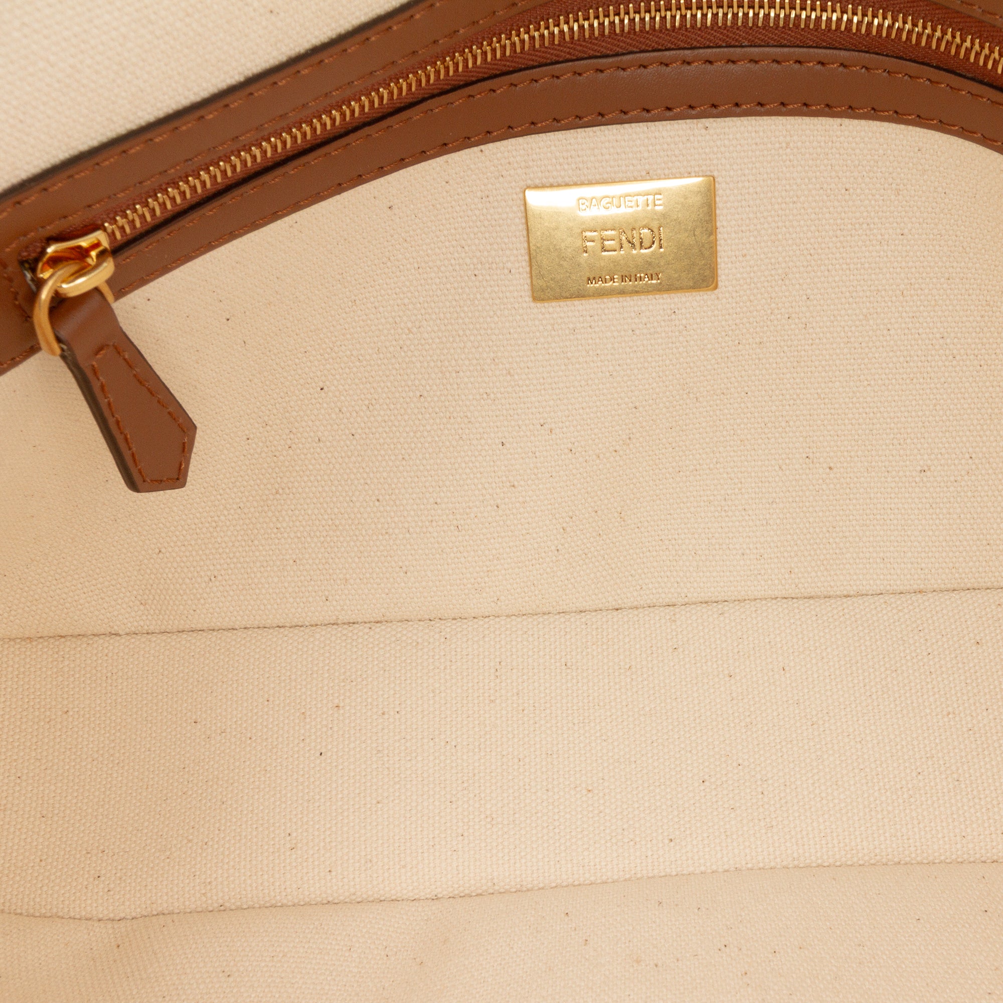 Zucca Canvas Embroidered Baguette Satchel