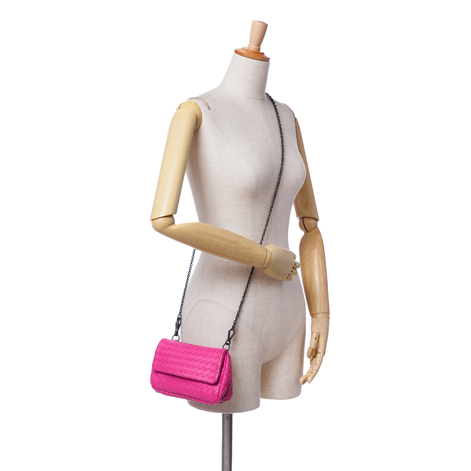 Small Calfskin Intrecciomirage Embossed Butterfly Chain Crossbody