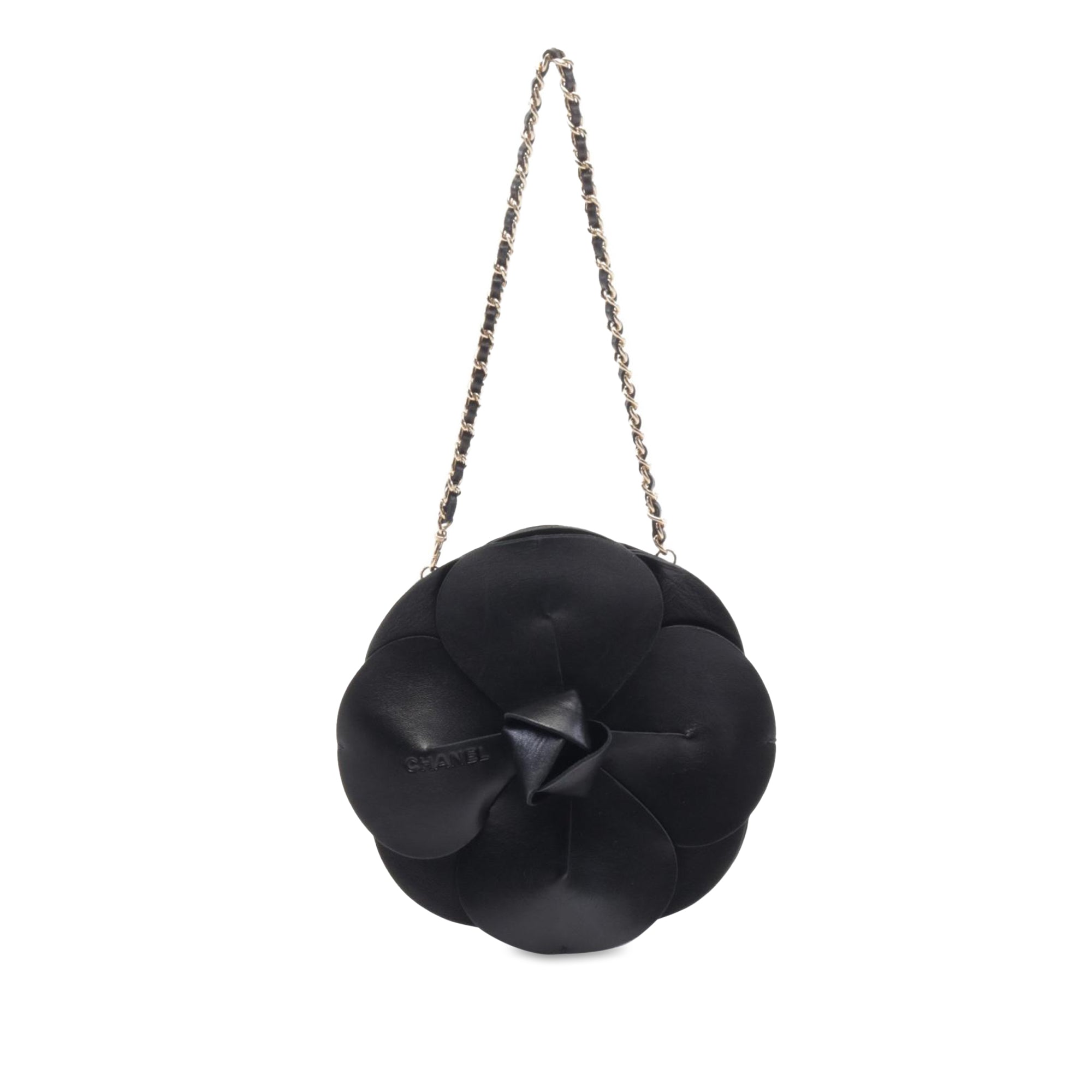 Lambskin and Satin Camellia Flower Evening Bag