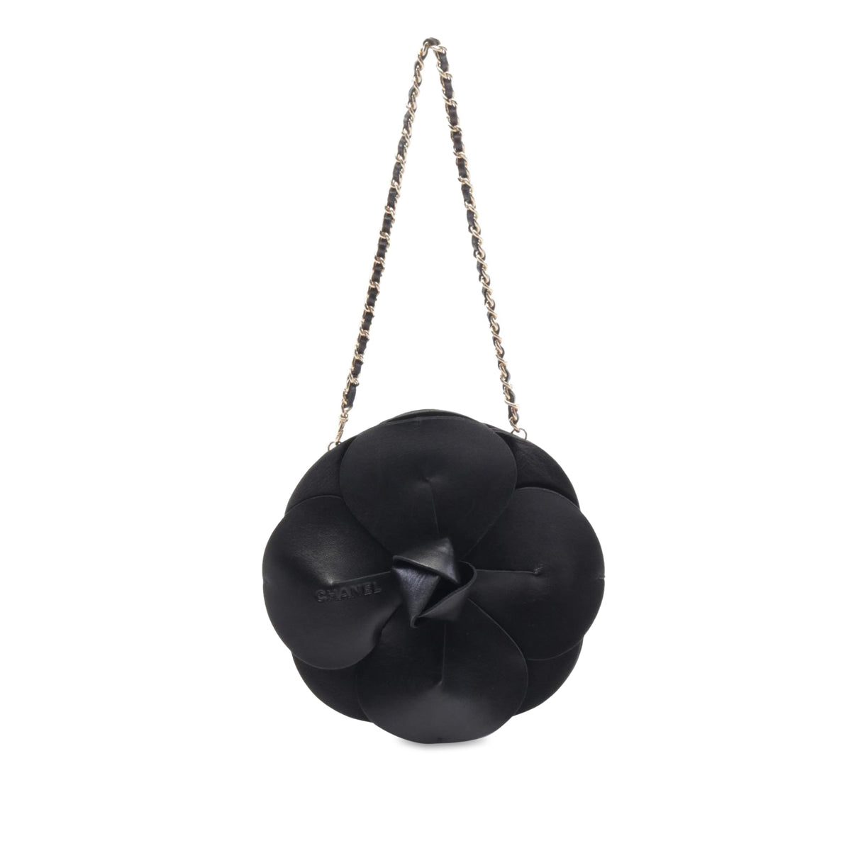 Lambskin and Satin Camellia Flower Evening Bag