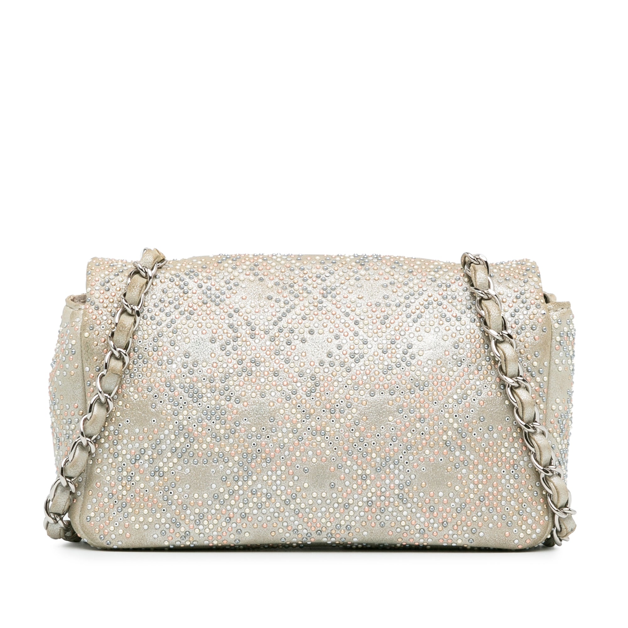 Mini Iridescent and Studded Calfskin Flap