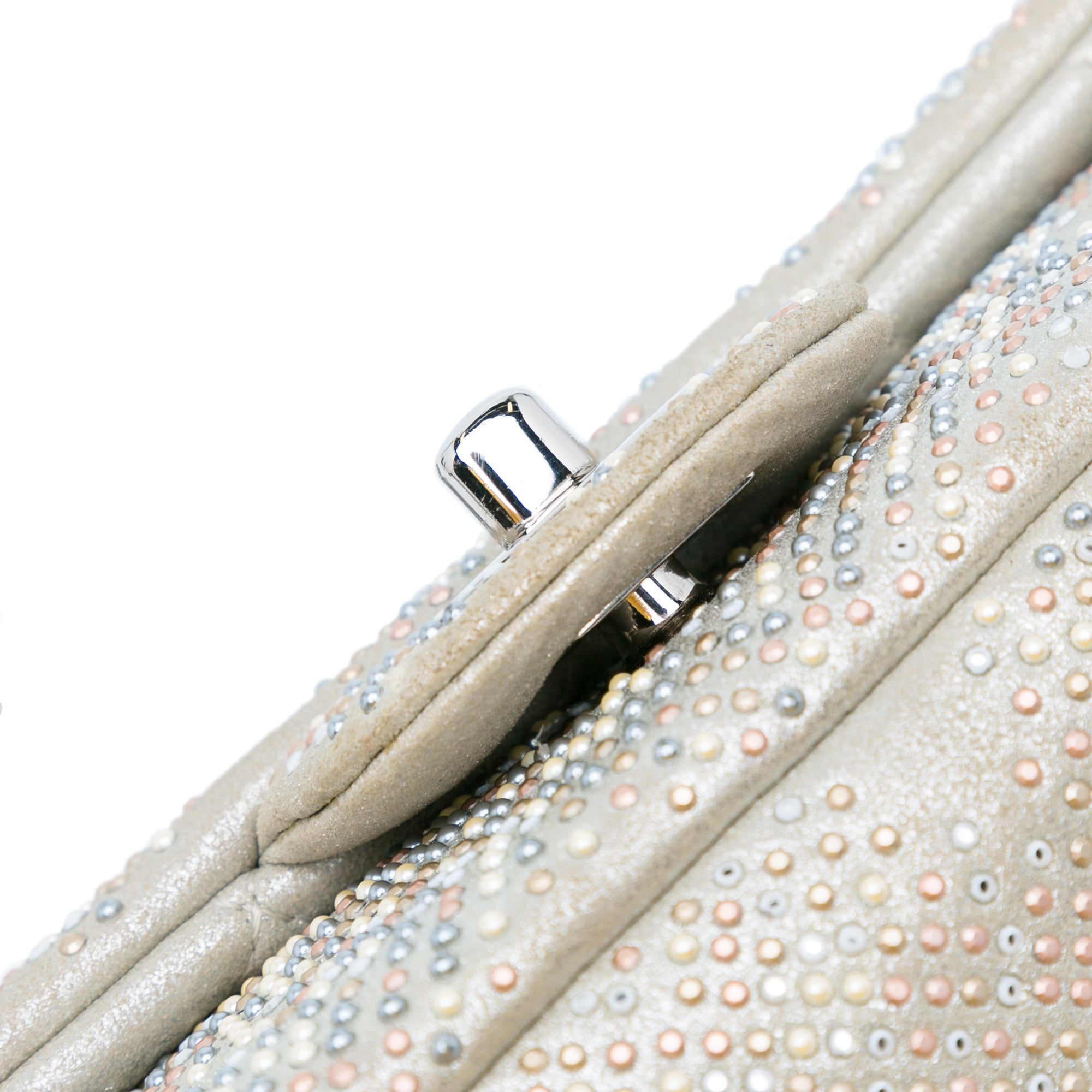 Mini Iridescent and Studded Calfskin Flap